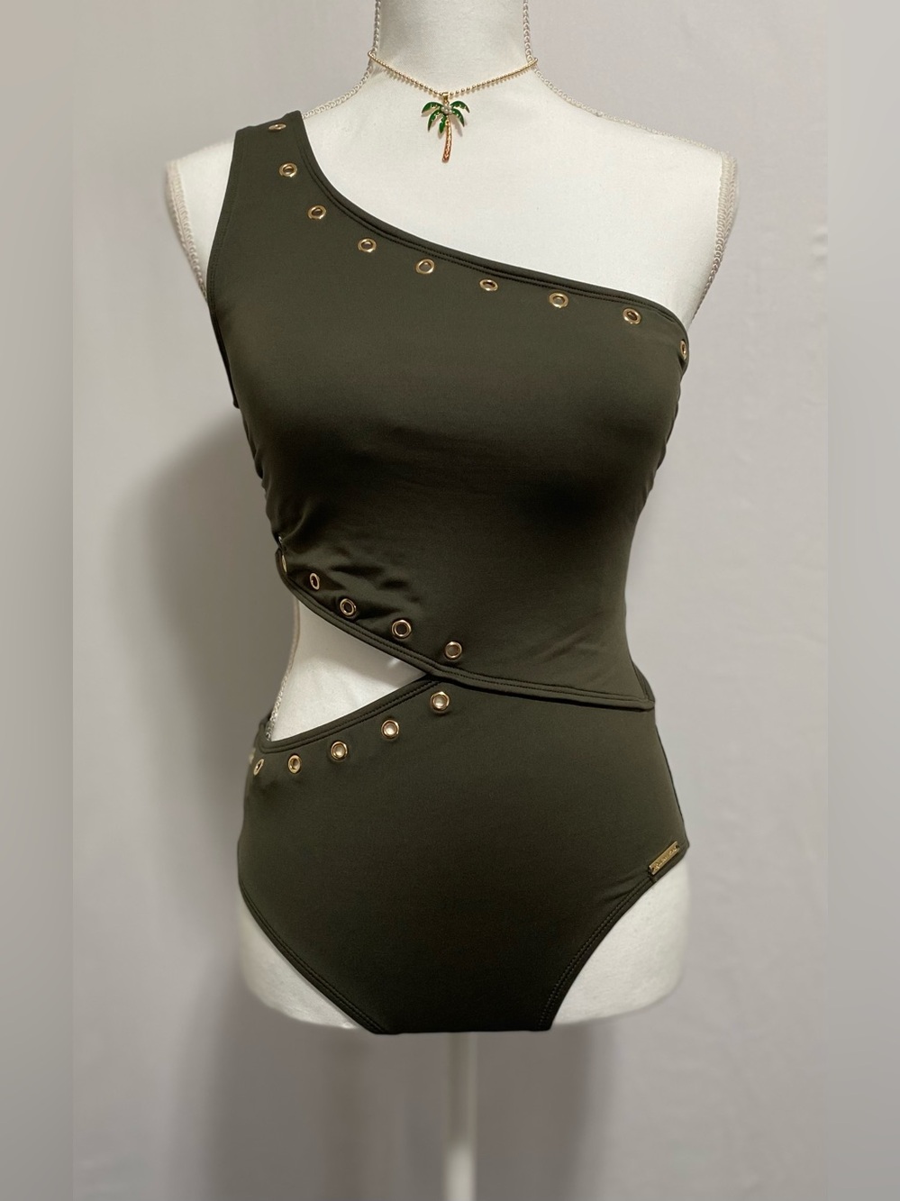 Michael Kors Olive Green Fabric with Gold Accent